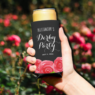 Enfriador De Latas Slim Fiesta de Derby de Rosas Rojas Acuarela