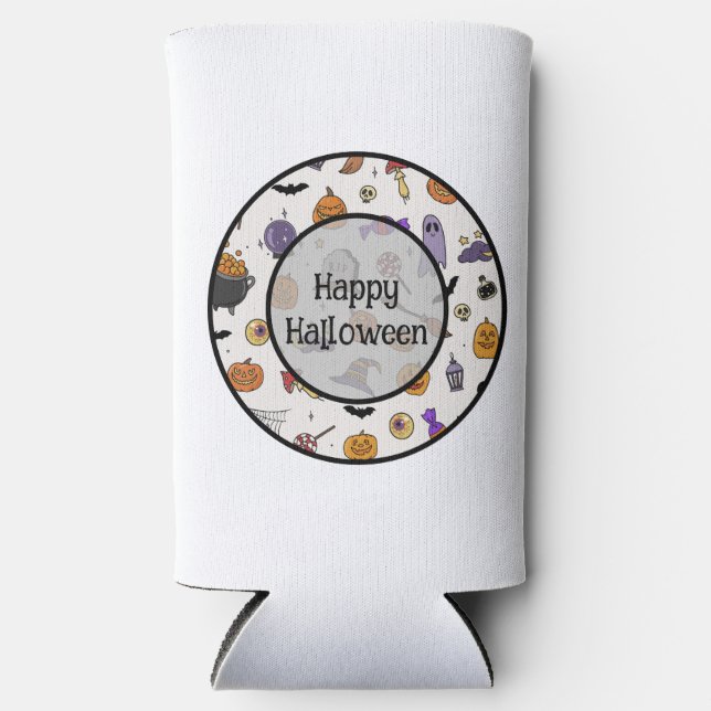 Enfriador De Latas Slim Fiesta de Halloween (Anverso)