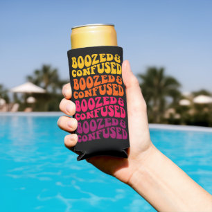 Enfriador De Latas Slim Fiesta de Soltera Groovy Borracha y Confundida Per