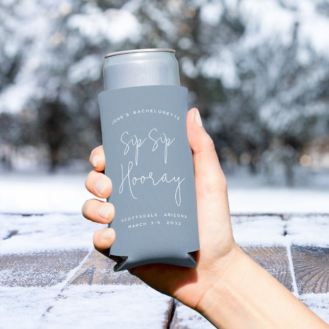 Enfriador De Latas Slim Fiesta de soltera personalizada Sip Sip Hooray (Subido por el creador)
