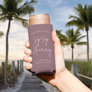 Enfriador De Latas Slim Fiesta de soltera personalizada Sip Sip Hooray