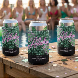 Enfriador De Latas Slim Fiesta de Soltera Tropical Disco Neon