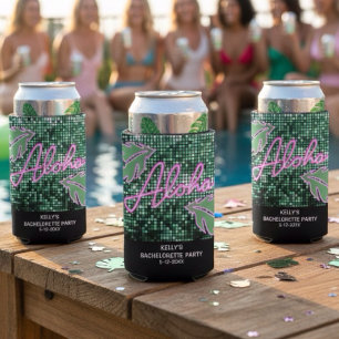 Enfriador De Latas Slim Fiesta de Soltera Tropical Disco Neon