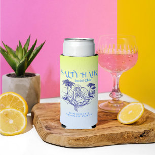 Enfriador De Latas Slim Fiesta de verano de vaquera sirena azul costera