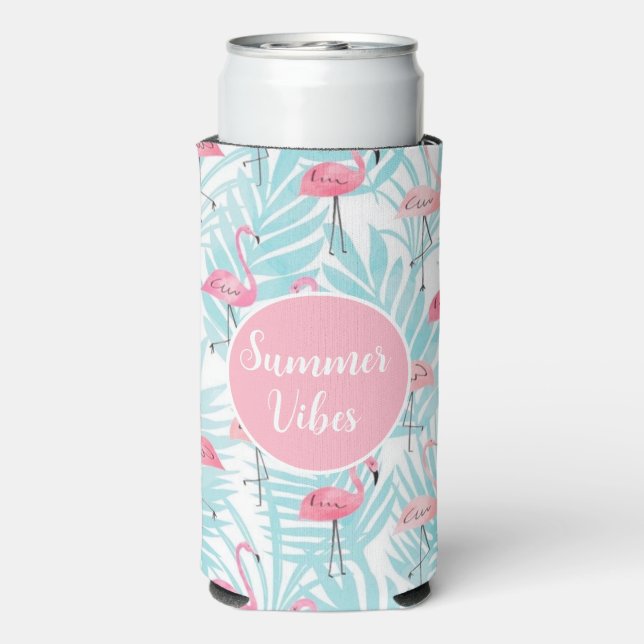 Enfriador De Latas Slim Fiesta de verano junto a la piscina con hojas de p (Reverso Agua con Gas)