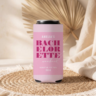 Enfriador De Latas Slim Fin de semana de soltera rosa atrevido