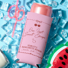 Enfriador De Latas Slim Finde de soltera de cereza rosa y roja mini