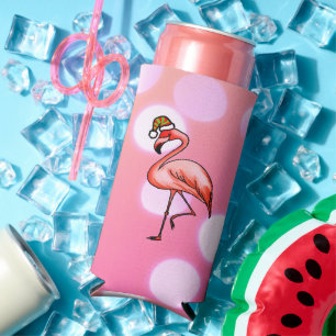 Enfriador De Latas Slim Flamenco Rosa Navidad Tropical Holiday