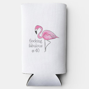 Enfriador De Latas Slim Flamingo rosado en bandadas fabulosas en los cuare
