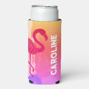 Enfriador De Latas Slim Flamingo tropical caliente