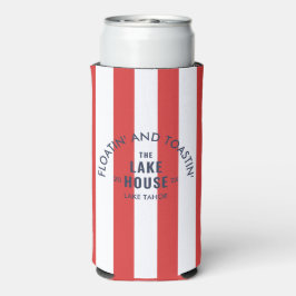 Enfriador De Latas Slim Floatin' Y Toastin' The Lake House Red Stripe