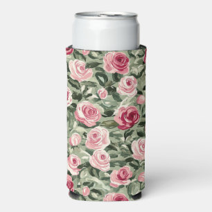 Enfriador De Latas Slim Flor de Rosas rojos y verdes