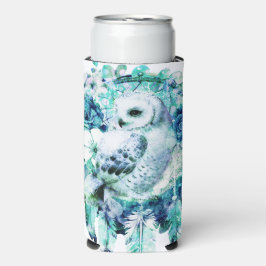 Enfriador De Latas Slim Flora azul verde y Verde azulada de la nieve Dream