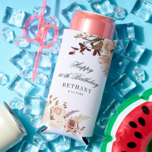 Enfriador De Latas Slim Floral 60.º Fiesta de sorpresa por cumpleaños