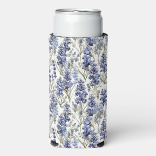 Enfriador De Latas Slim Flores azul Flores azul acuarela Flores salvajes