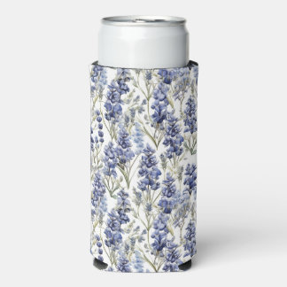 Enfriador De Latas Slim Flores azul Flores azul acuarela Flores salvajes