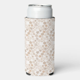 Enfriador De Latas Slim Flores de margarita beige estética floral Ditsy br