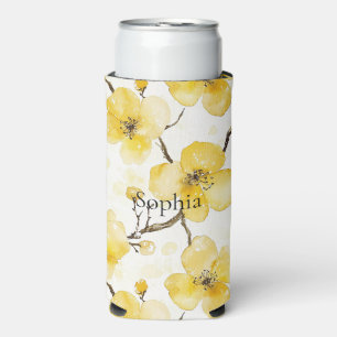 Enfriador De Latas Slim Flores de oro amarillo miel