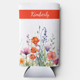 Enfriador De Latas Slim Flores silvestres personalizadas acuarela vibrante
