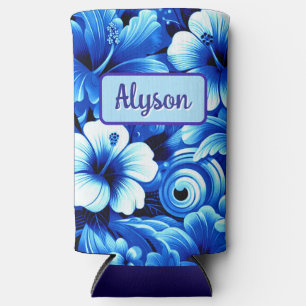 Enfriador De Latas Slim Flores Tropicales Hawaianas Hibisco Personalizadas