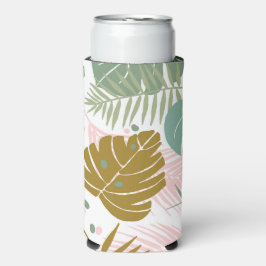 Enfriador De Latas Slim Foliage Tropical - Monstera Y Patrón De Hojas De P