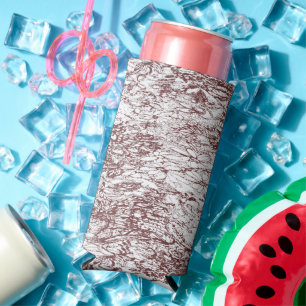 Enfriador De Latas Slim fondo marrón y blanco con textura áspera