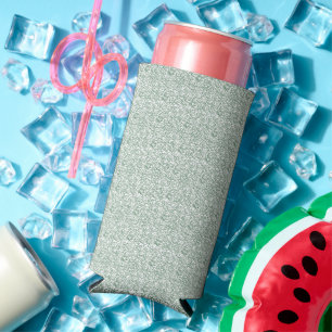 Enfriador De Latas Slim fondo verde y blanco con hojas pequeñas