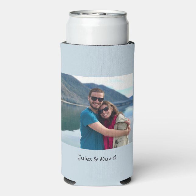 Enfriador De Latas Slim Foto única personalizada (Reverso Agua con Gas)