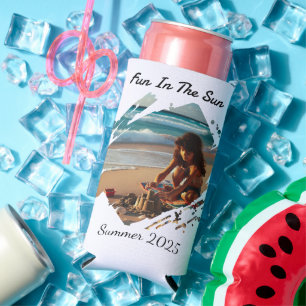 Enfriador De Latas Slim Foto Verano Diversión PERSONALIZADA Botella de agu