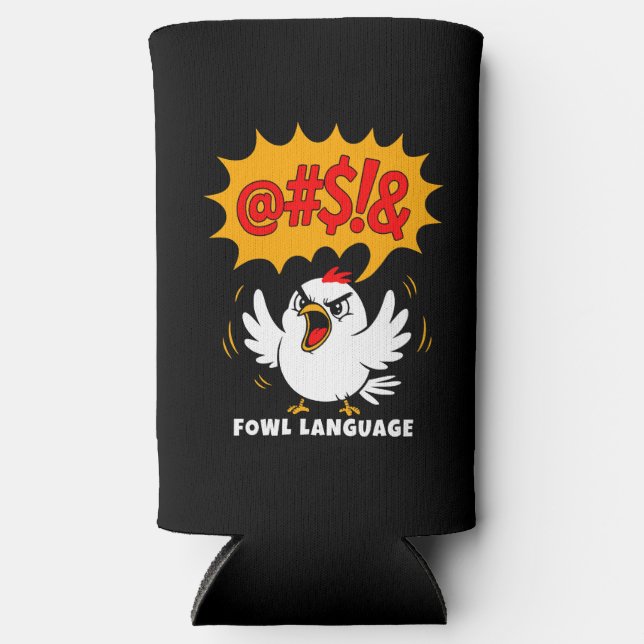 Enfriador De Latas Slim Fowl Language Cartoon Bird (Anverso)