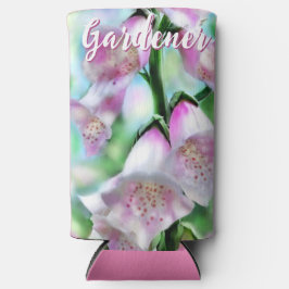 Enfriador De Latas Slim Foxglove Flowers Floral Pink Garden Personalized