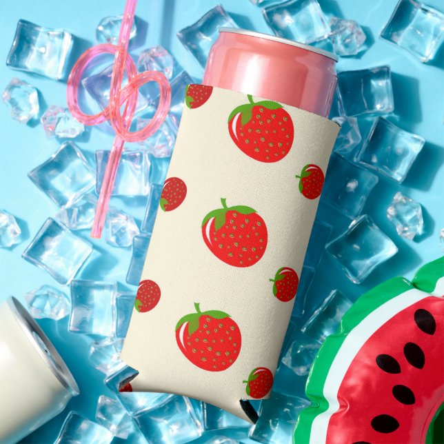 Enfriador De Latas Slim Fresa roja en rosa (Verano in situ)