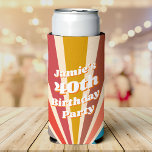 Enfriador De Latas Slim Fun Retro Personalizado 40th Birthday Vintage Phot<br><div class="desc">Este personalizado retro moderno y divertido refrigerador de bebidas del fiesta de 40 años de la foto del arcoiris de color arcoiris es un accesorio fantástico para todo aquel que esté buscando celebrar su cumpleaños histórico con estilo. Con un diseño retro inspirado en la explosión del sol en un arcoiris...</div>