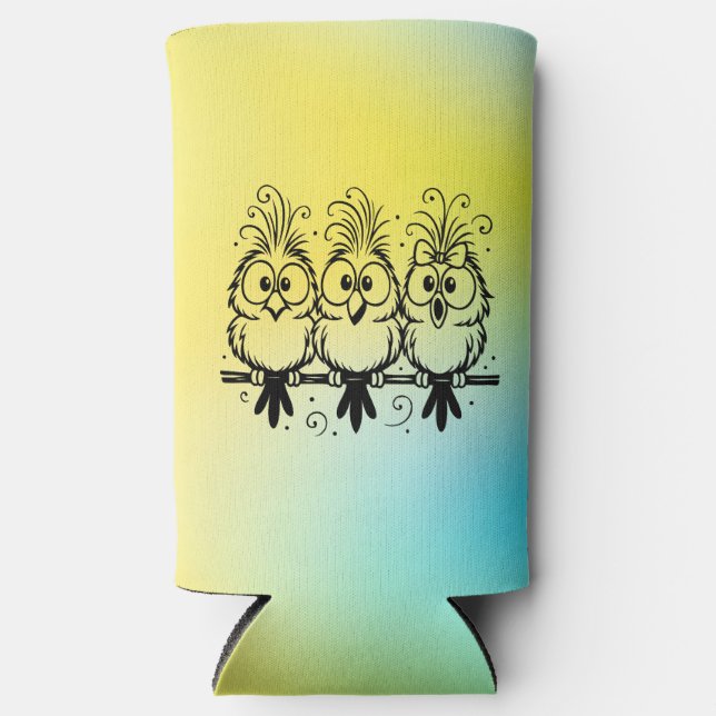 Enfriador De Latas Slim Funny Birds Cartoon-56456 (Anverso)