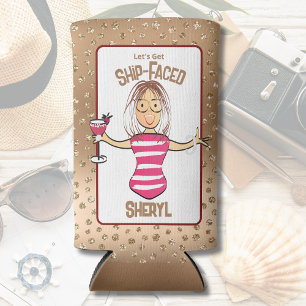 Enfriador De Latas Slim Funny Cruise Beach Girly Vacuna Por Su Bebida