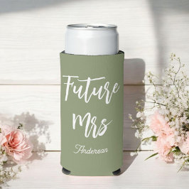 Enfriador De Latas Slim Futura Sra Verde Sage Blanca Novia