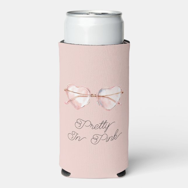 Enfriador De Latas Slim Gafas de sol Corazón Rosa Pretty (Frente Agua con Gas)