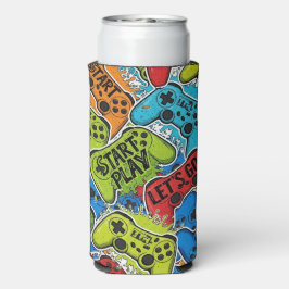 Enfriador De Latas Slim Gamer Pattern Foam Can/Bottle Cooler