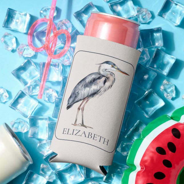 Enfriador De Latas Slim Garza Azul Costera Personalizada (Verano in situ)