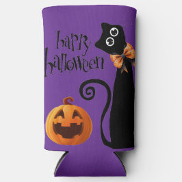 Enfriador De Latas Slim gato de halloween
