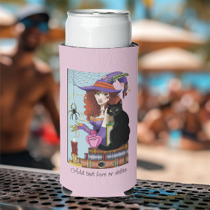 Enfriador De Latas Slim Gatos Libros Pociones De Brujas