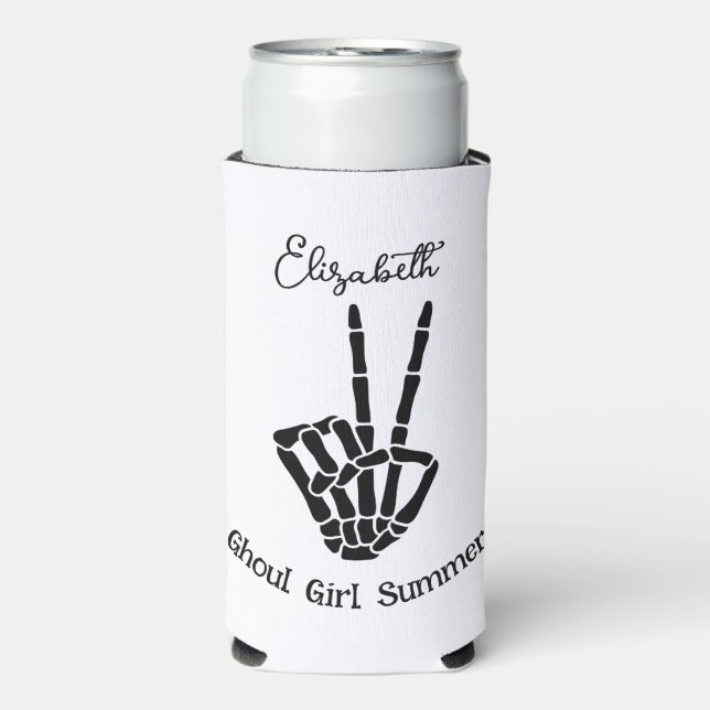 Enfriador De Latas Slim Ghoul Chica Summer Skeleton - Signo de paz persona (Frente Agua con Gas)