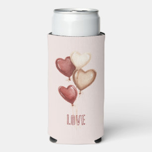 Enfriador De Latas Slim Globos de Corazón de Amor de Tinta Roja Crema