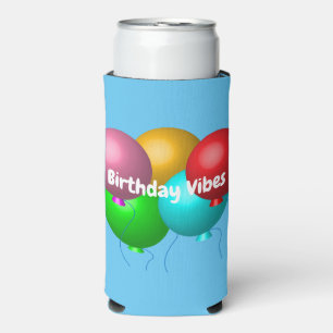Enfriador De Latas Slim Globos de helio de vibes de cumpleaños personaliza