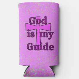 Enfriador De Latas Slim God Es Mi Guía Coozie Cruz Morada