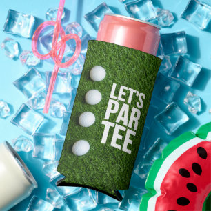 Enfriador De Latas Slim Golf Vamos Par Tee con pelota en césped verde