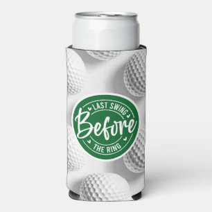 Enfriador De Latas Slim Golf y cerveza divertida diciendo para Boda de bac