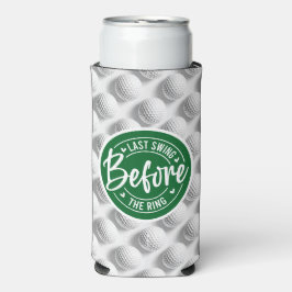 Enfriador De Latas Slim Golf y cerveza divertida diciendo para Boda de bac