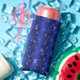 Enfriador De Latas Slim Gotas de lluvia azul Metalizado