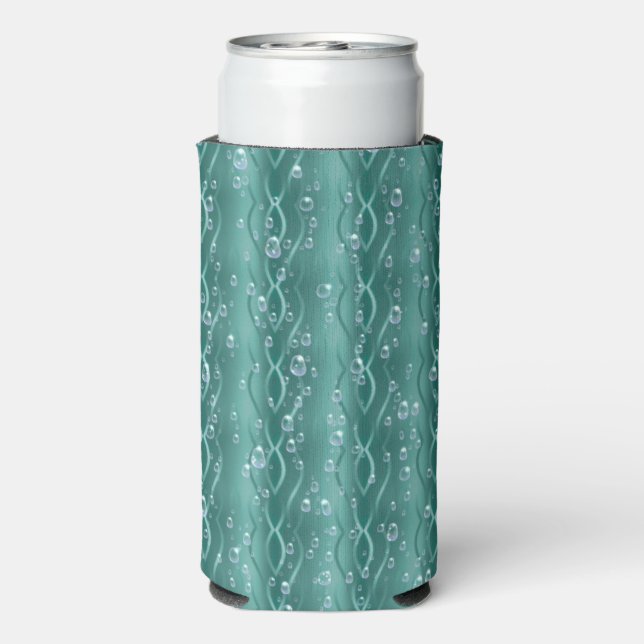 Enfriador De Latas Slim Gotas de lluvia Metalizado verdes (Reverso Agua con Gas)